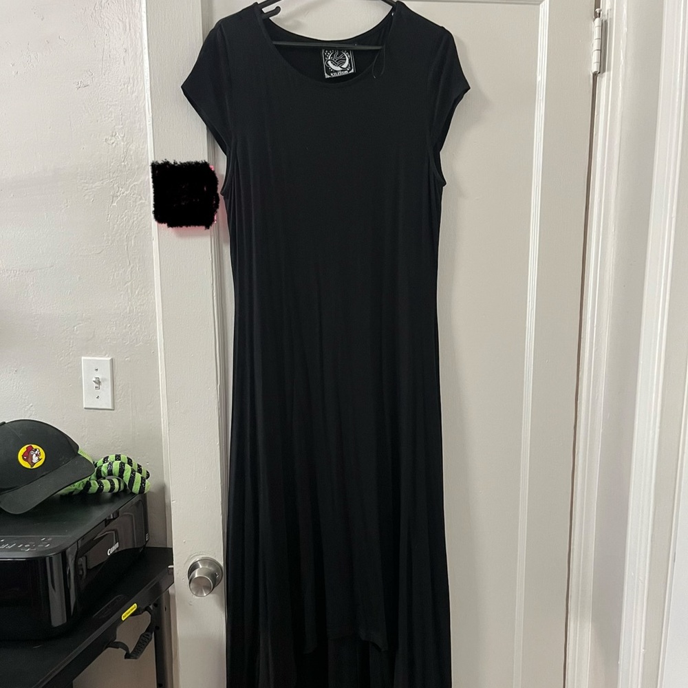 Killstar Black High-Low Cap Sleeve Maxi Dress